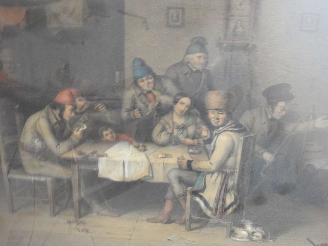 French Canadian Habitants Playing Cards Framed Reprint - 3
