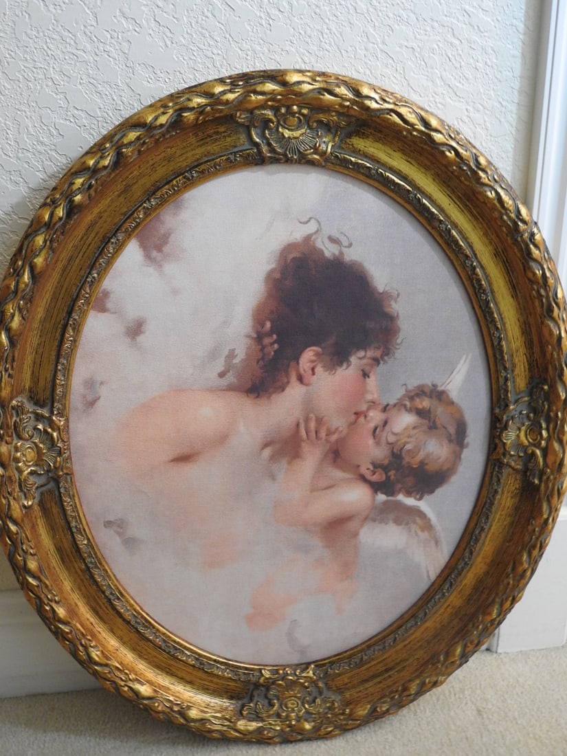 Allegory of Love Framed Reprint by William Johannes Martens: Framed Allegory of Love reprint by William Johannes Martens. Approx. 25 x 21 x 2.5 in.