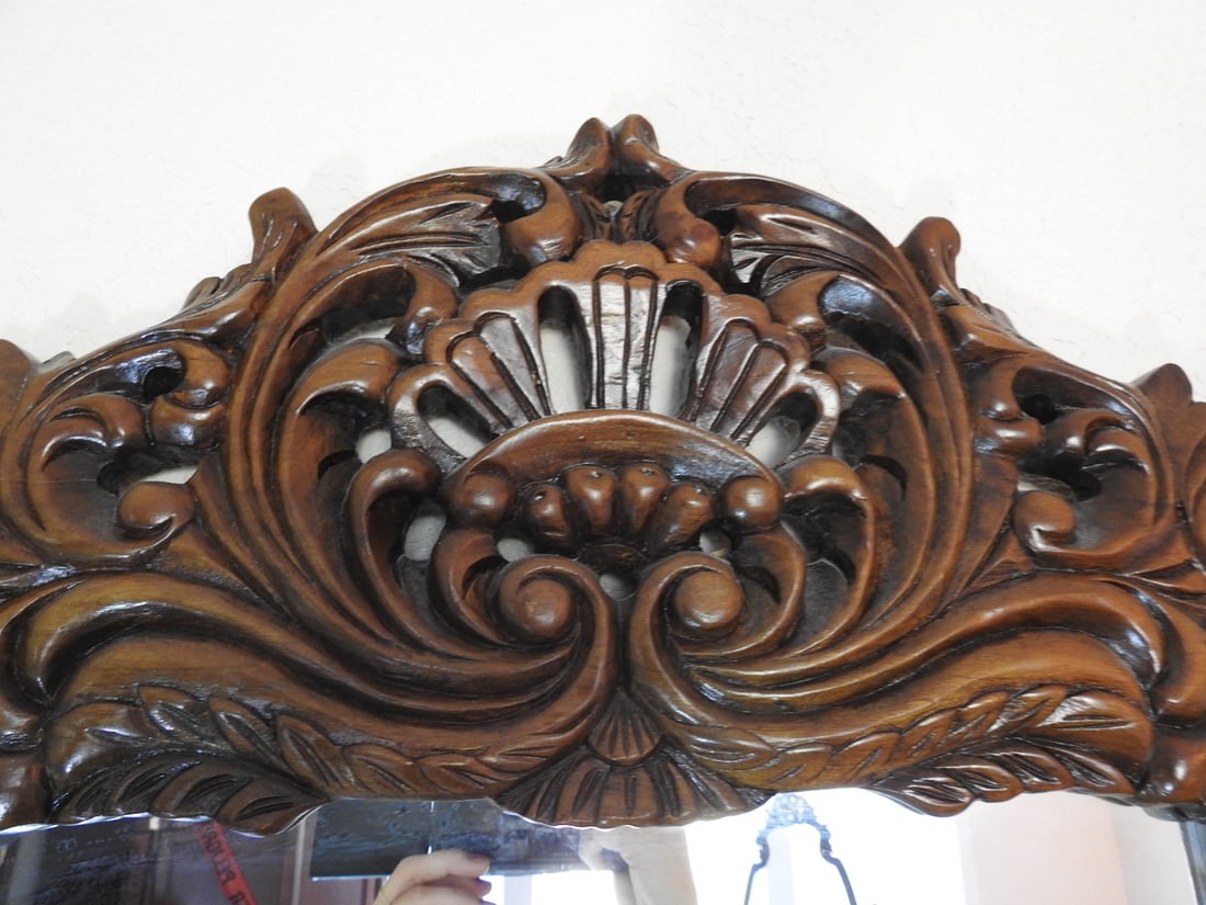 Rococo Style Mahogany Wall Mirror - 4