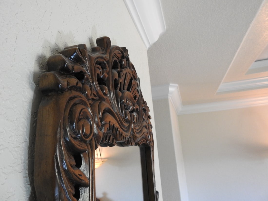 Rococo Style Mahogany Wall Mirror - 8