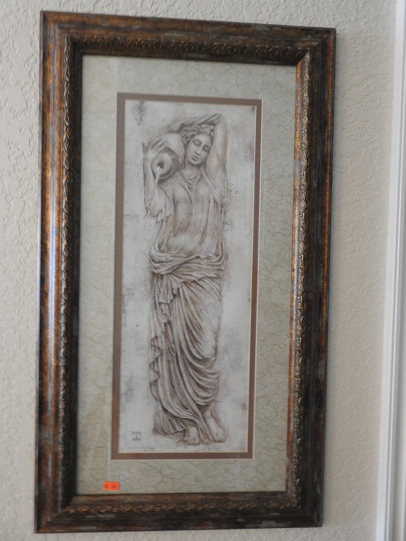 Greco Style Framed Reprints Set of 2: Set of two Greco style framed reprints in matching frames. Measured as a set. Approx. 28 x 16 x 2.5 in.