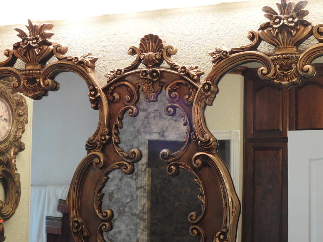 Large French Rococo / Baroque Gilt Wall Mirror - 2