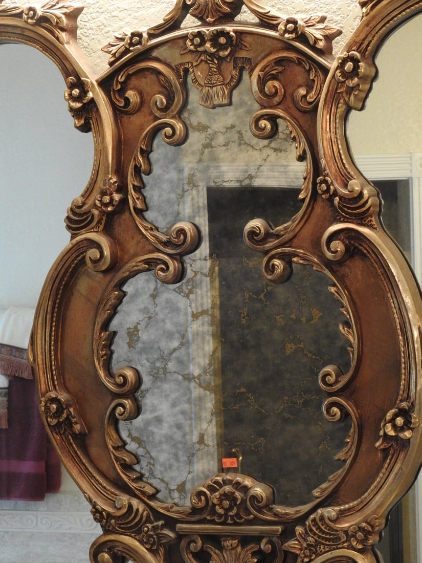 Large French Rococo / Baroque Gilt Wall Mirror - 3