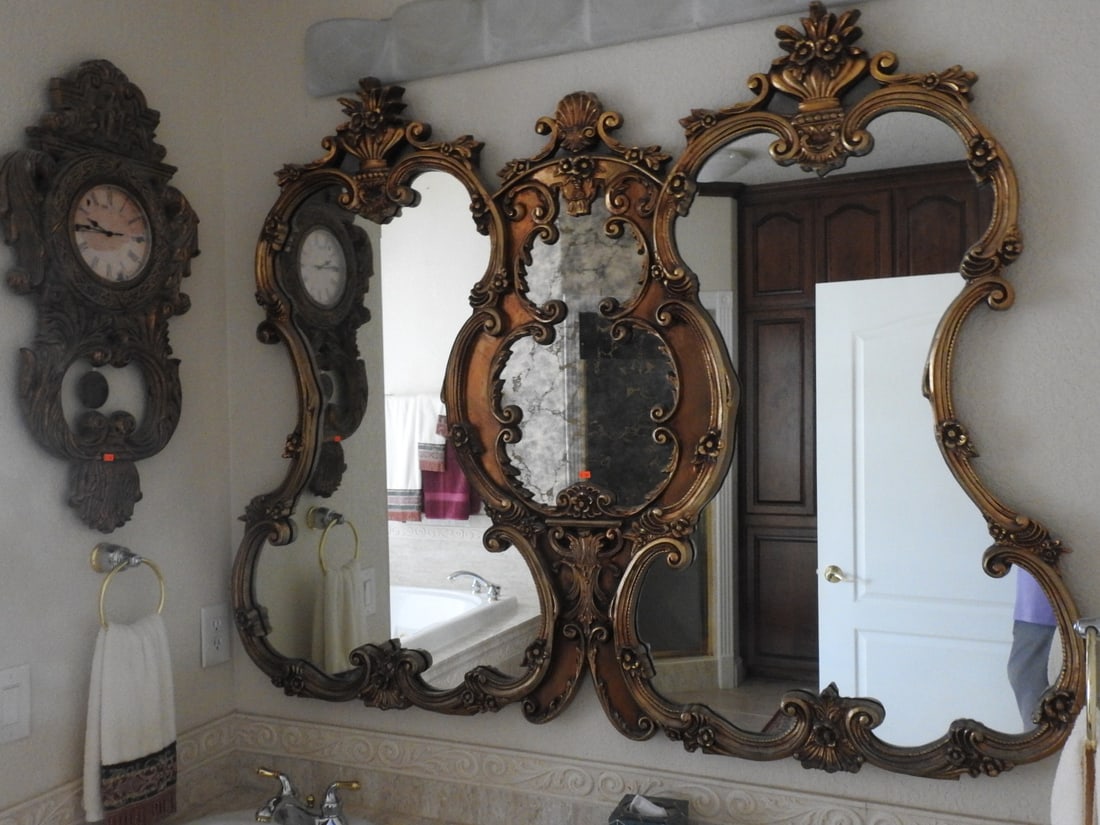 Large French Rococo / Baroque Gilt Wall Mirror - 4