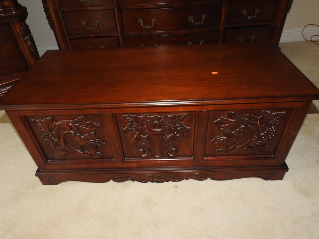 Carved Mahogany Storage Chest (1 of 8)