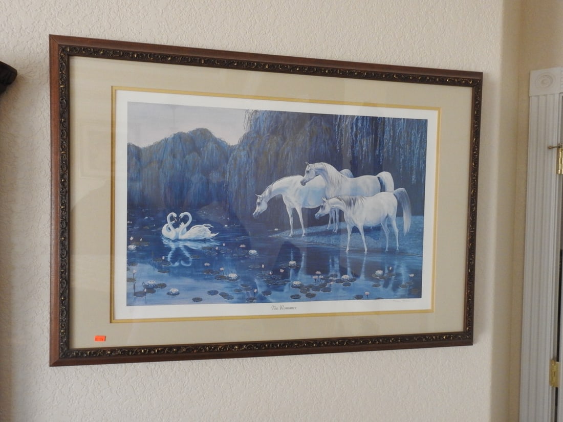 Karen Kasper The Romance Limited Edition Print 22/125: Karen Kasper limited edition print titled The Romance, copyright 1987, pencil signed and numbered 22/125, matted and framed under glass. Approx. 28 x 40 x 2 in.