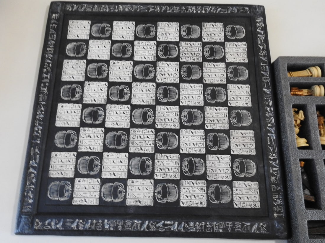 Egyptian vs. Roman Faux Stone Chess Set (1 of 11)