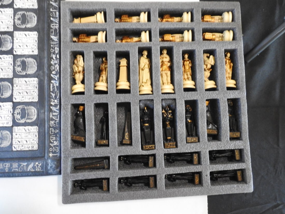 Egyptian vs. Roman Faux Stone Chess Set - 3