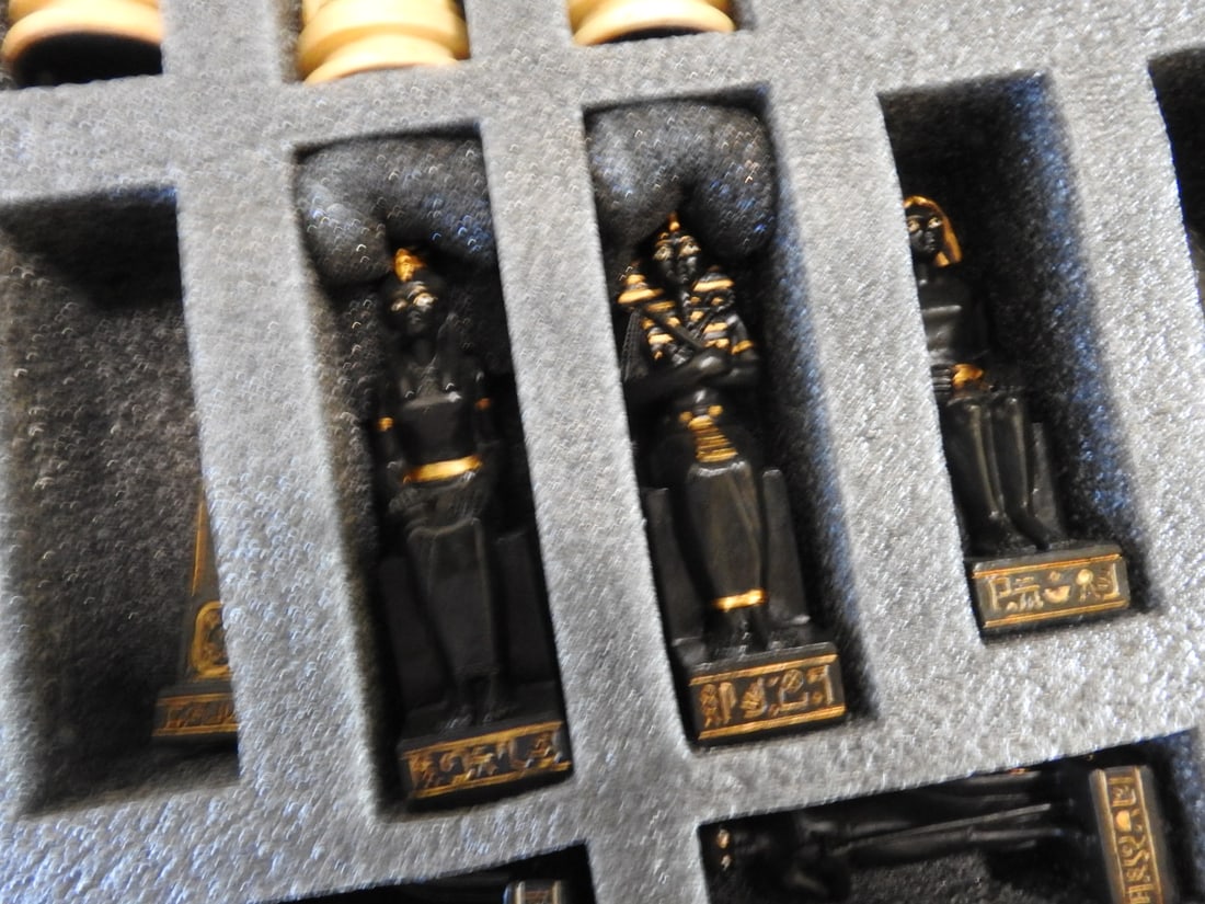 Egyptian vs. Roman Faux Stone Chess Set - 5