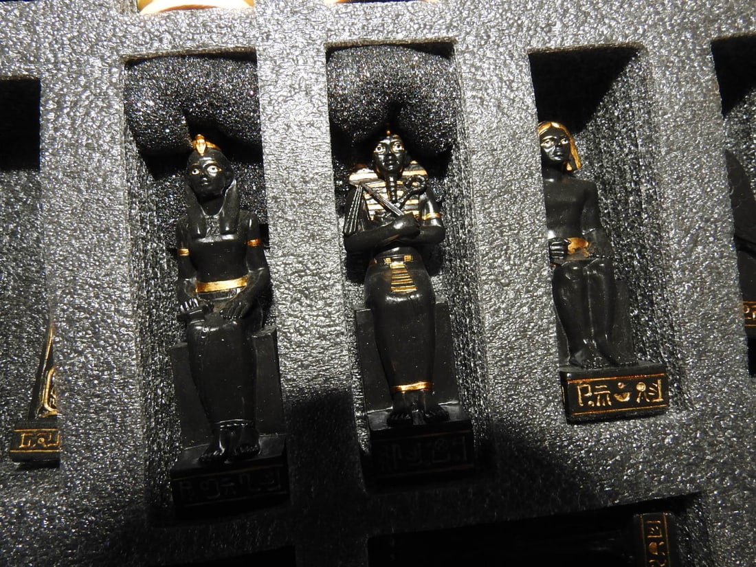 Egyptian vs. Roman Faux Stone Chess Set - 6