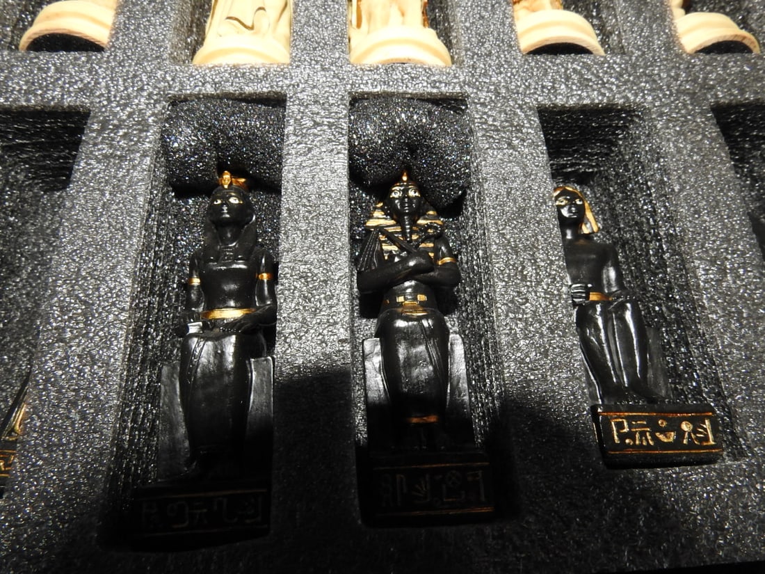 Egyptian vs. Roman Faux Stone Chess Set - 7