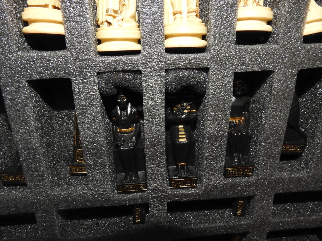 Egyptian vs. Roman Faux Stone Chess Set - 8