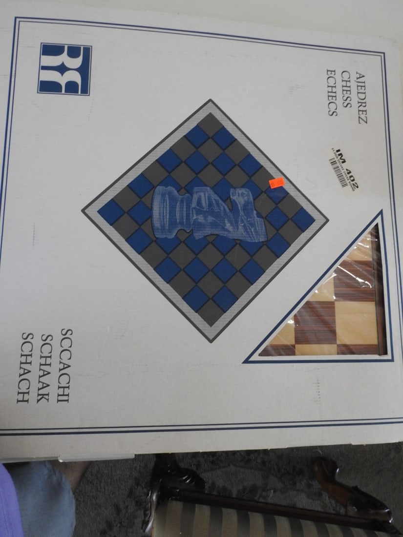 Large Inlaid Wood Chess Board in Box - 5