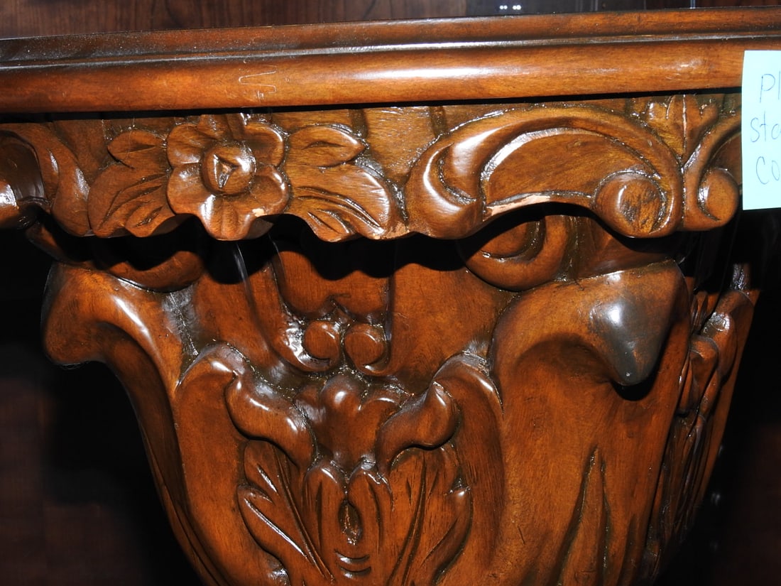 Pair of Breccia Pernice Marble Top Plant Stand Columns - 4