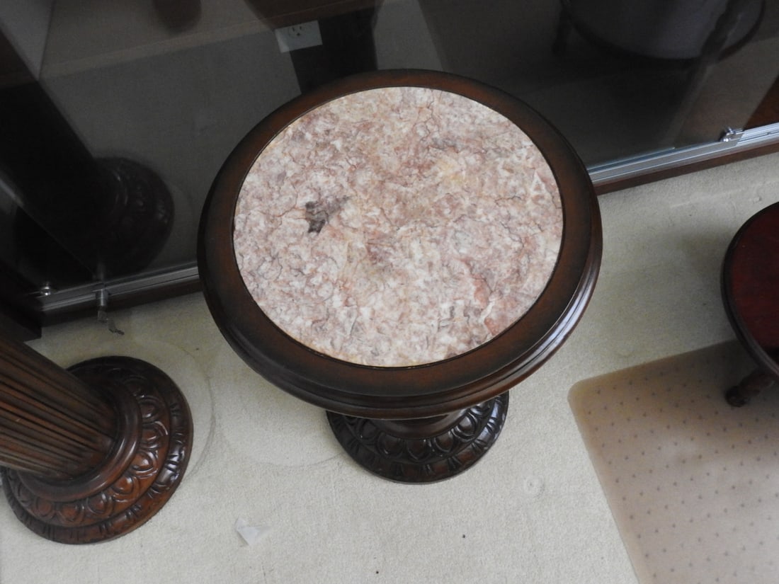 Breccia Pernice Marble Top Plant Stand Column - 3