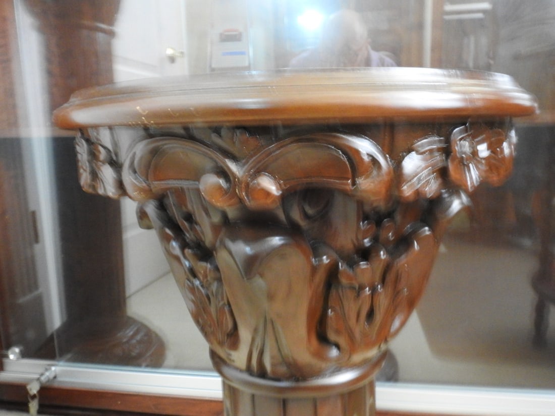 Breccia Pernice Marble Top Plant Stand Column - 5
