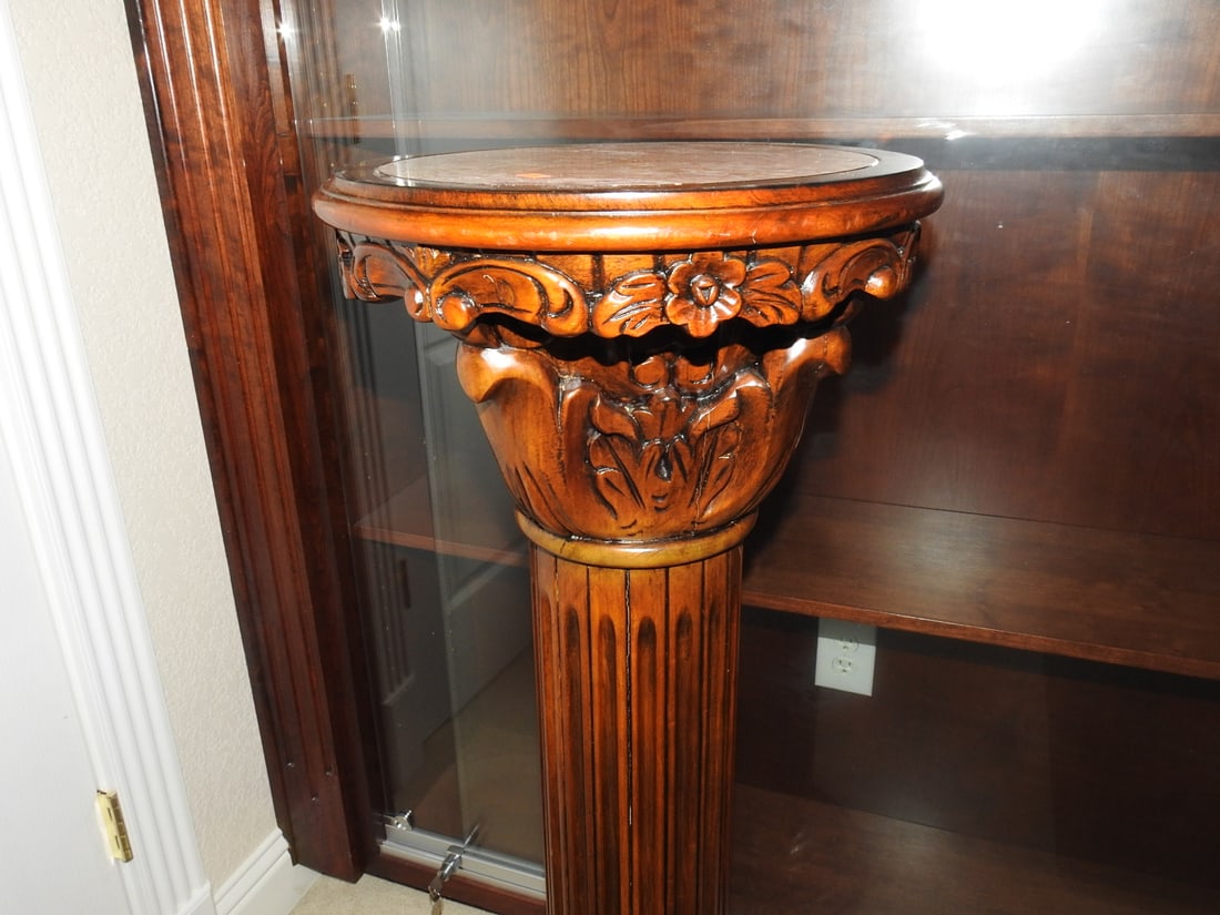 Tall Breccia Pernice Marble Top Plant Stand Column - 2