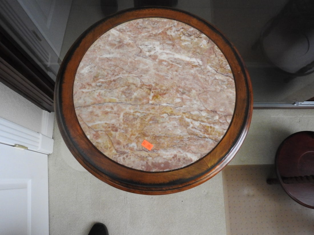 Tall Breccia Pernice Marble Top Plant Stand Column - 3