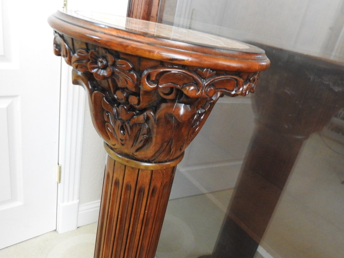 Tall Breccia Pernice Marble Top Plant Stand Column - 4