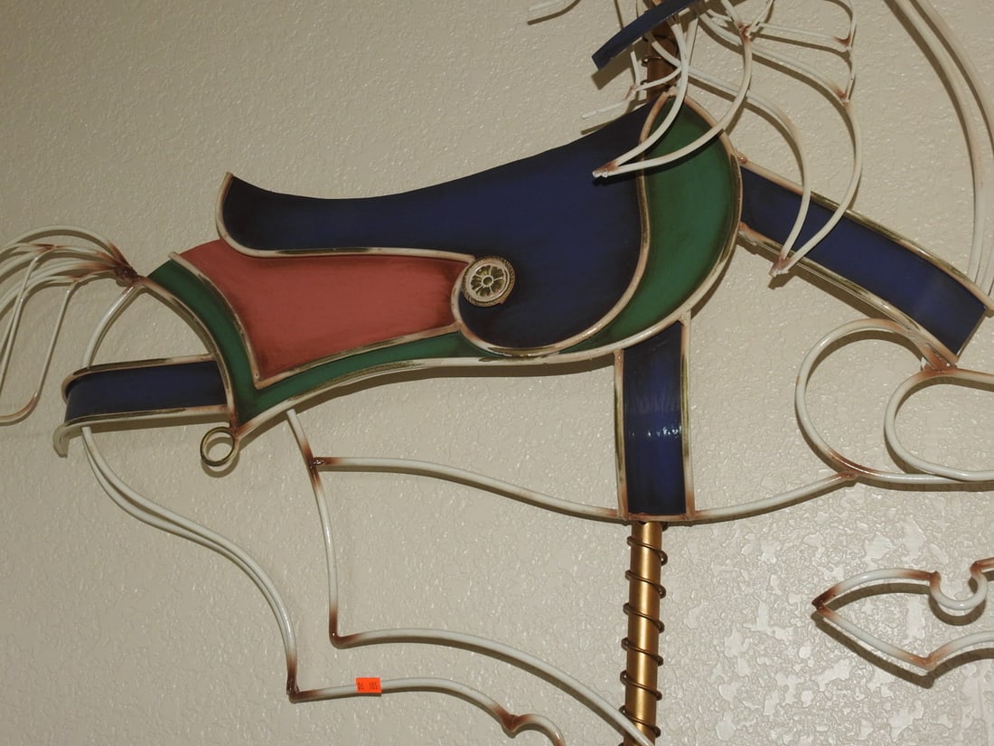 Painted Rocking Metal Carousel Horse Wall Plaque - 3