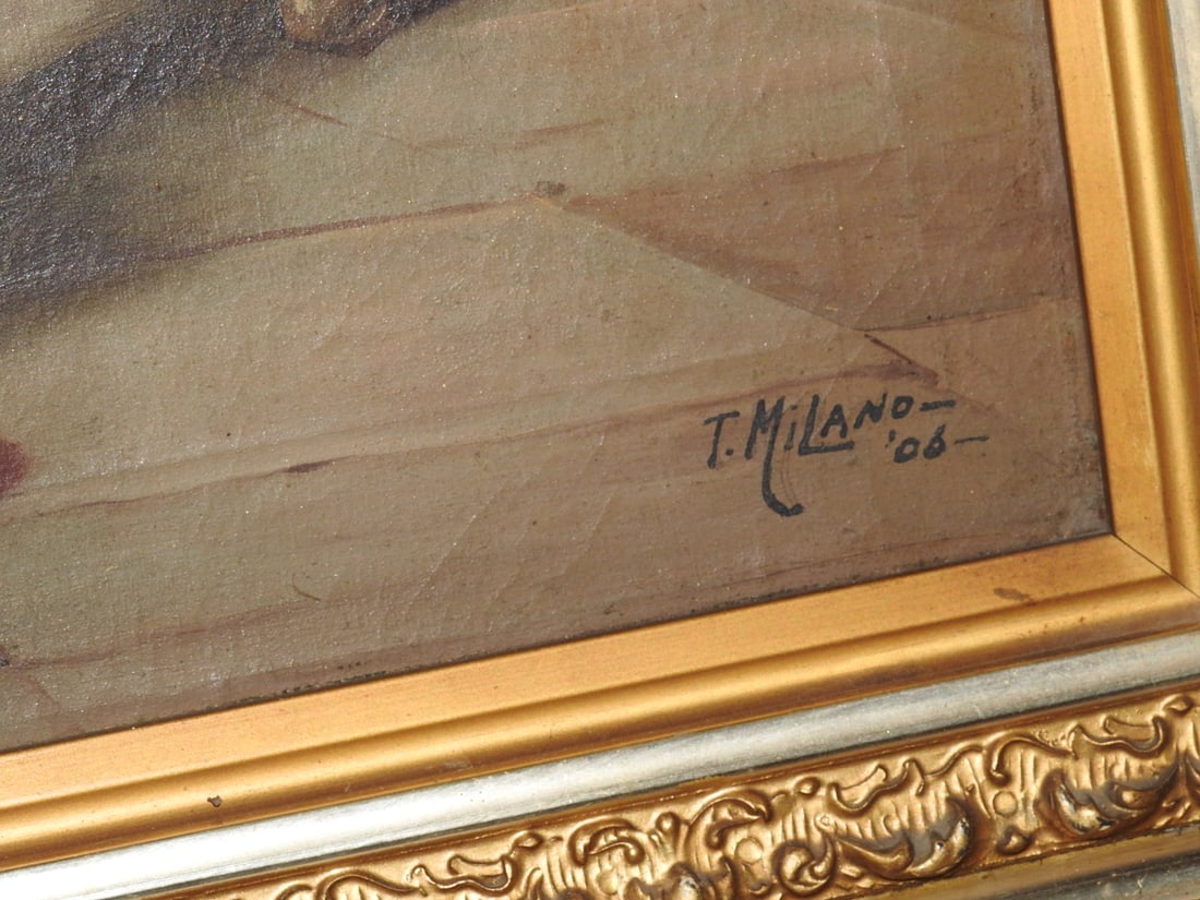 The Three Musketeers Oil on Canvas in Ornate Frame - 9