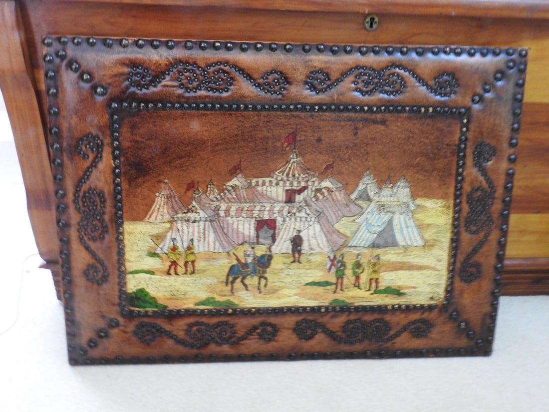 Painted Spanish Leather Wall Art Panel - 2