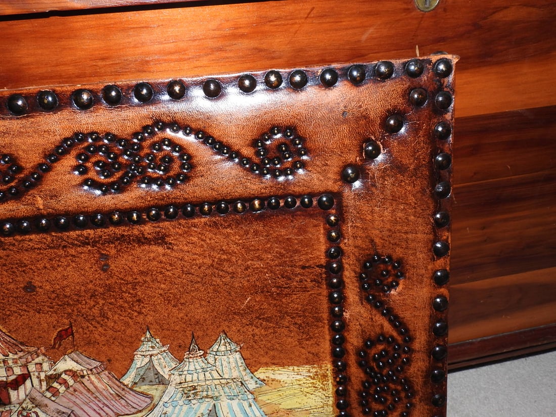 Painted Spanish Leather Wall Art Panel - 5