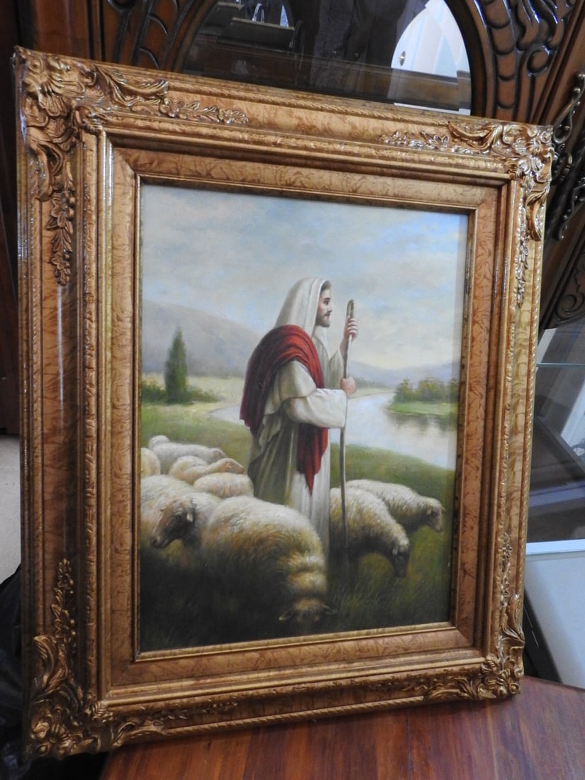 The Good Shepherd Framed Canvas Reprint - 2