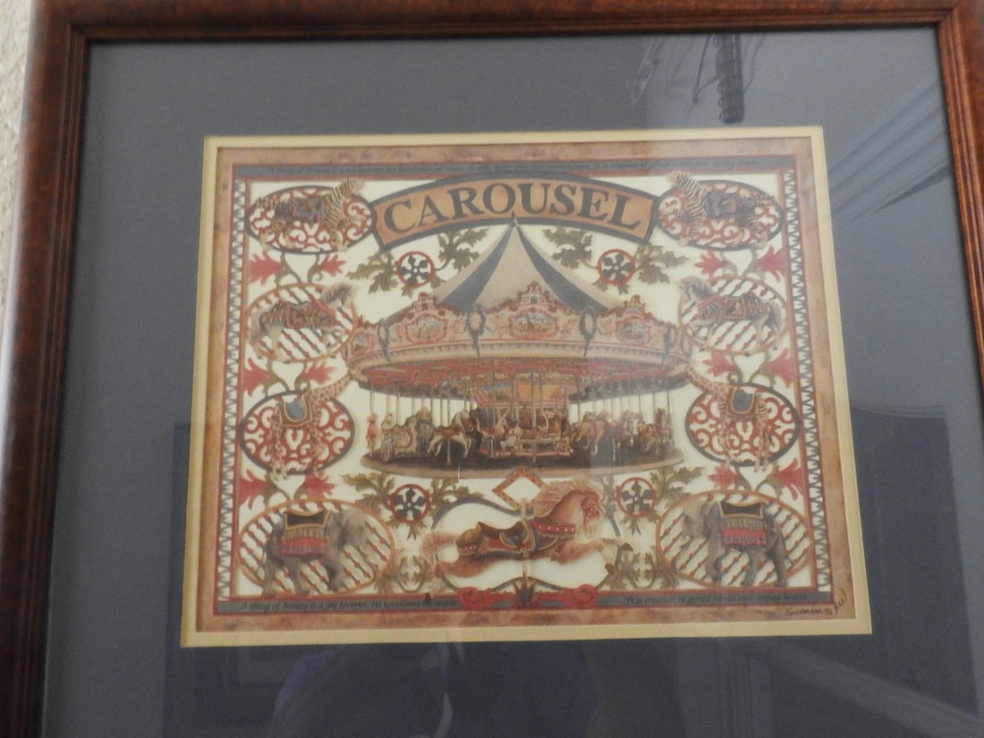 Carousel by Eavenson 1992 Decal Print on Glass - 2