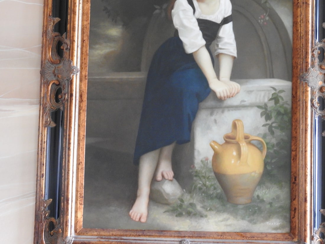 Orphan by the Fountain Framed Oil on Canvas - 4