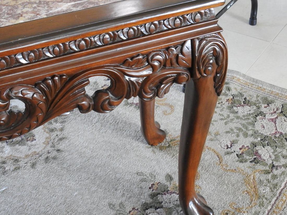 Rococo Style Marble Top Console Table - 2