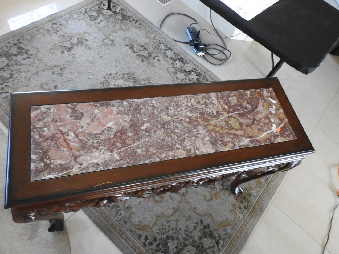 Rococo Style Marble Top Console Table - 4