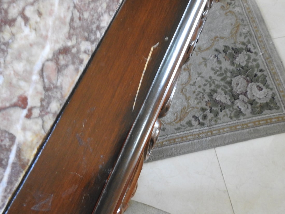 Rococo Style Marble Top Console Table - 6