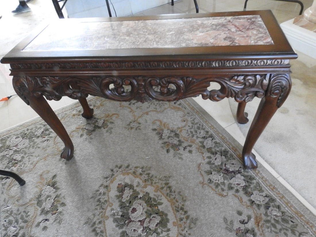 Rococo Style Marble Top Console Table - 7