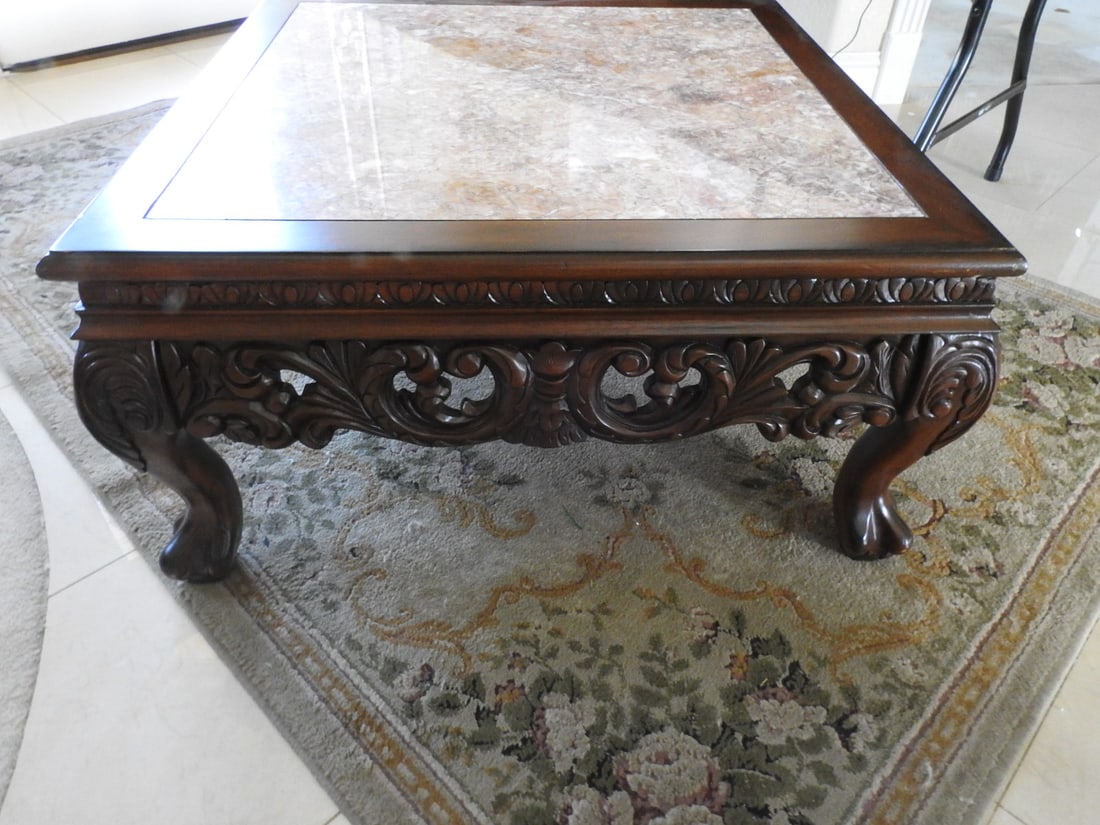 Rococo Style Marble Top Coffee Table - 2
