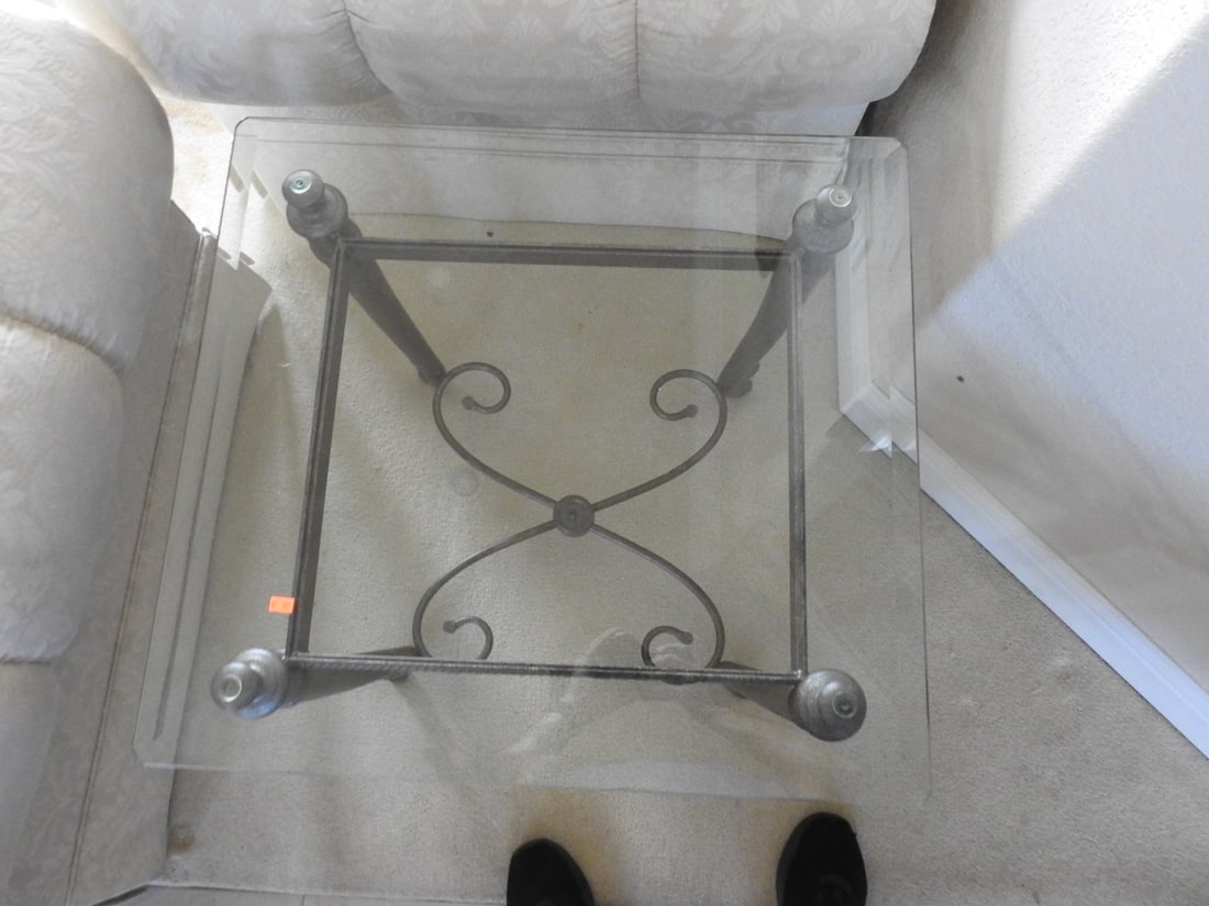 Pair of Classical Roman Style Metal & Glass End Tables - 4
