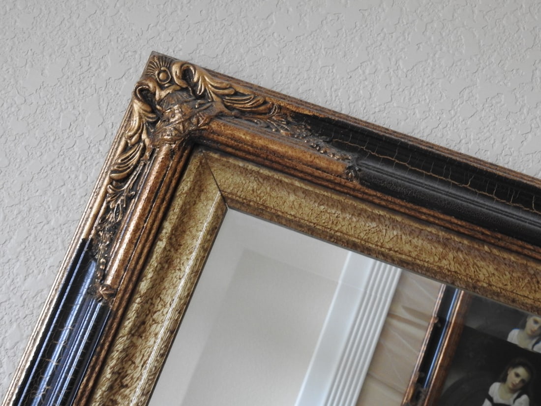 Large Baroque Rococo Style Pebbled Glass Mirror - 4