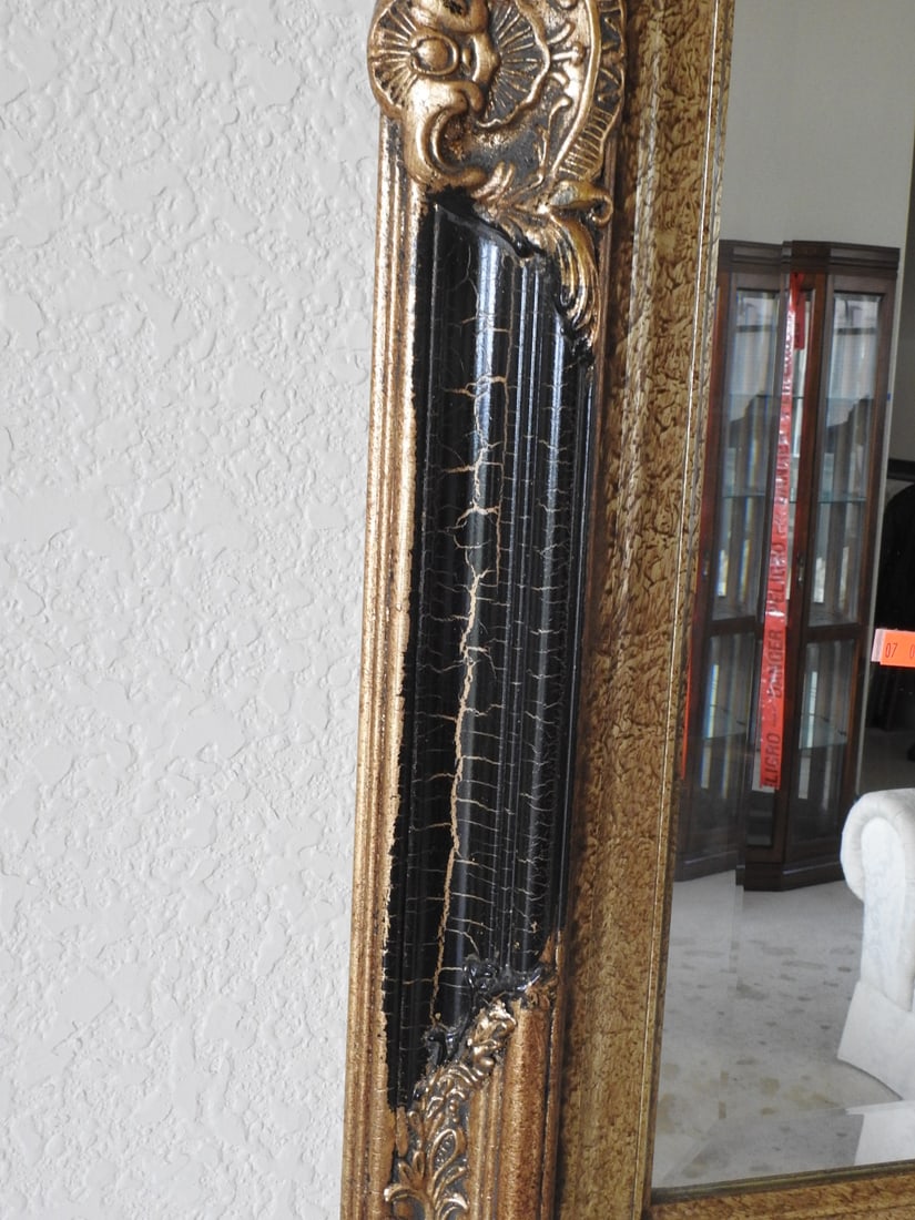 Large Baroque Rococo Style Pebbled Glass Mirror - 6