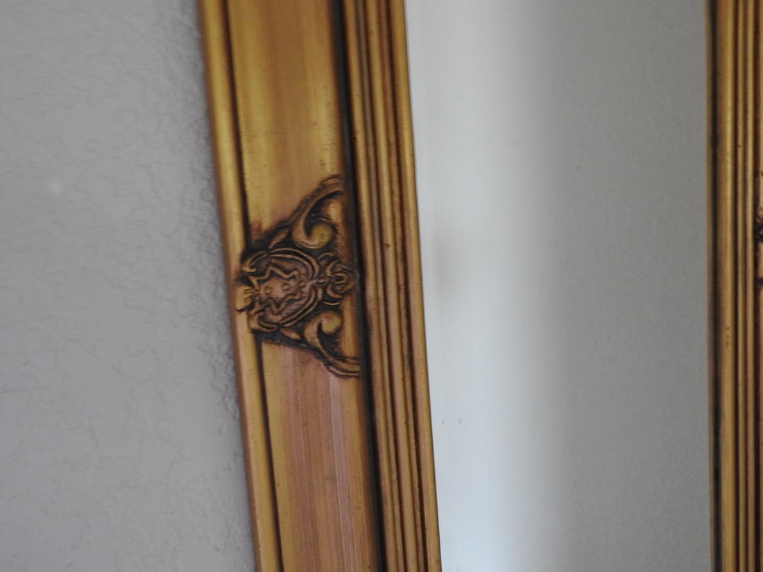 Narrow Baroque Rococo Style Pebbled Glass Mirror - 2