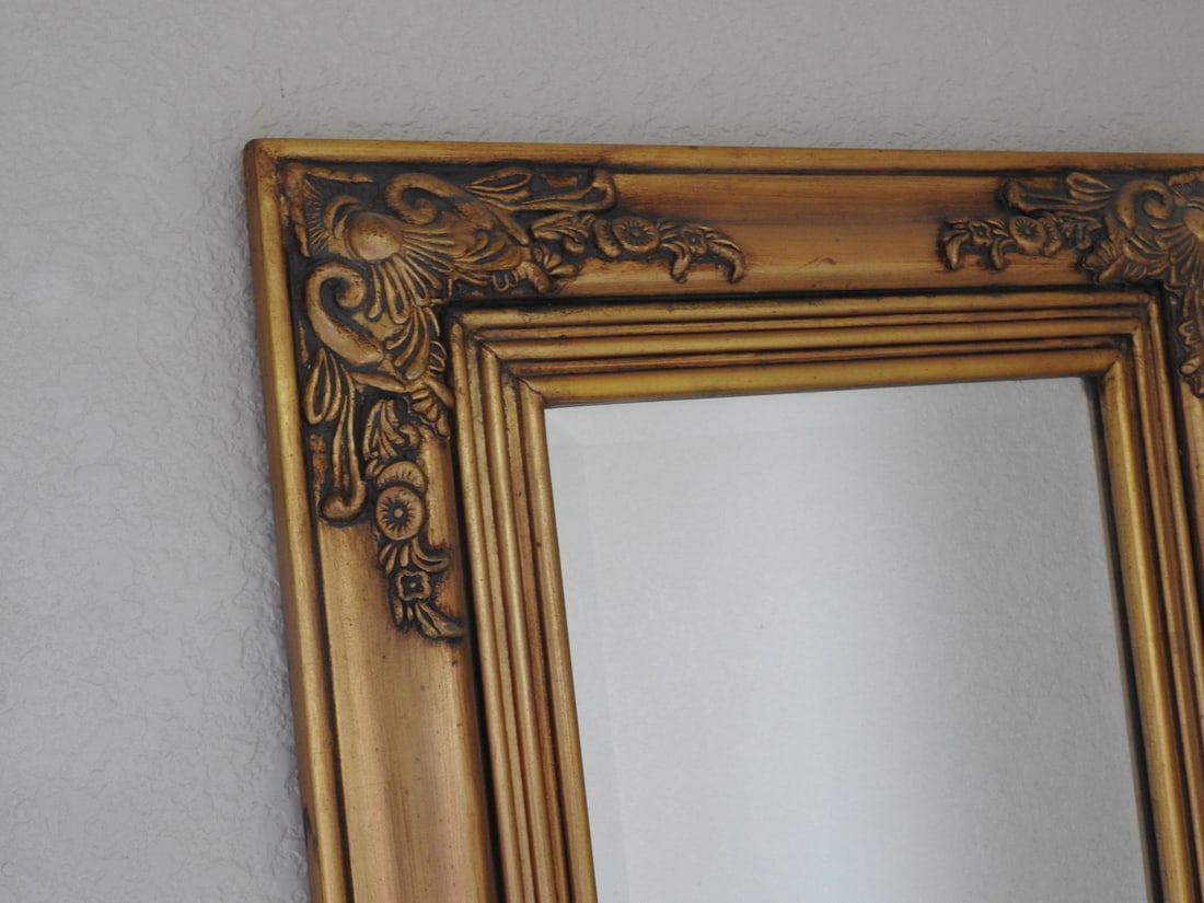 Narrow Baroque Rococo Style Pebbled Glass Mirror - 3