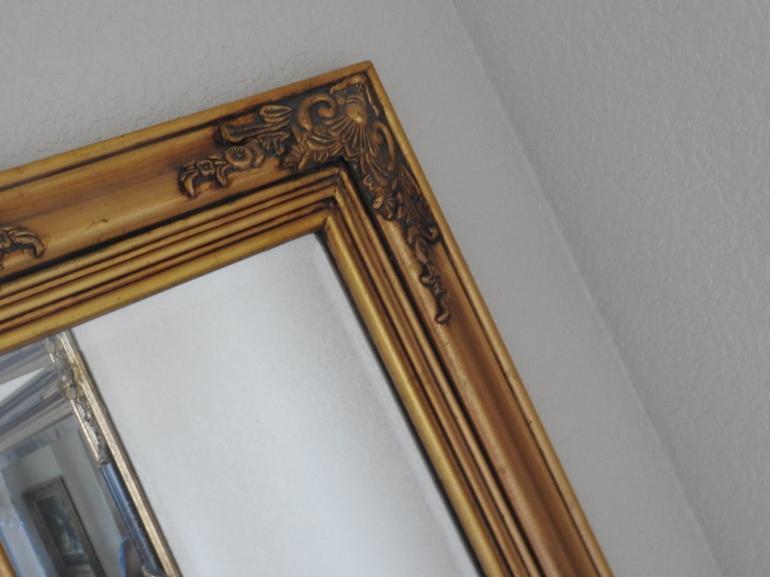 Narrow Baroque Rococo Style Pebbled Glass Mirror - 4