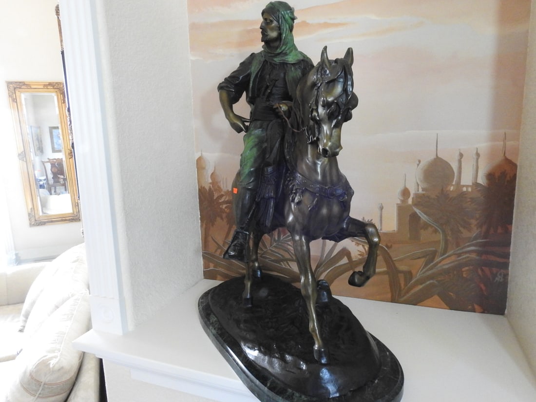 Cavalier Arabe Equestrian Sculpture After Antoine-Louis Barye - 9
