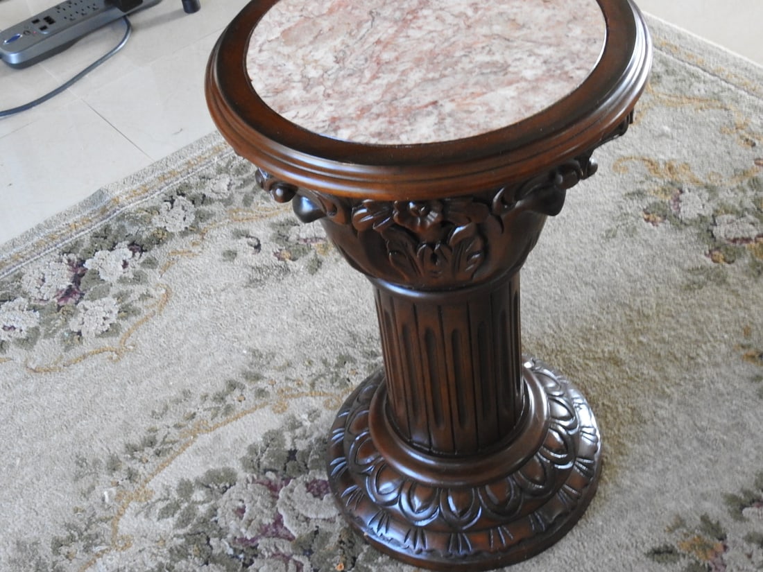 Breccia Pernice Marble Top Plant Stand Column - 2