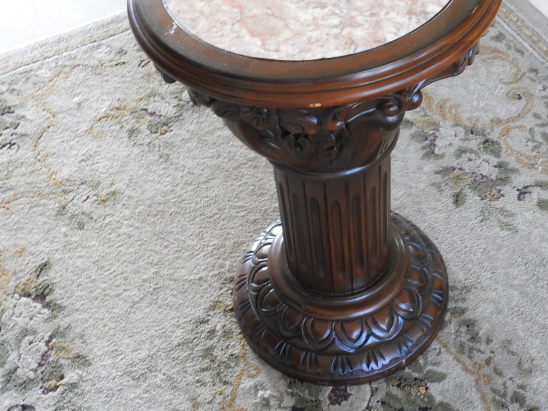 Breccia Pernice Marble Top Plant Stand Column - 3