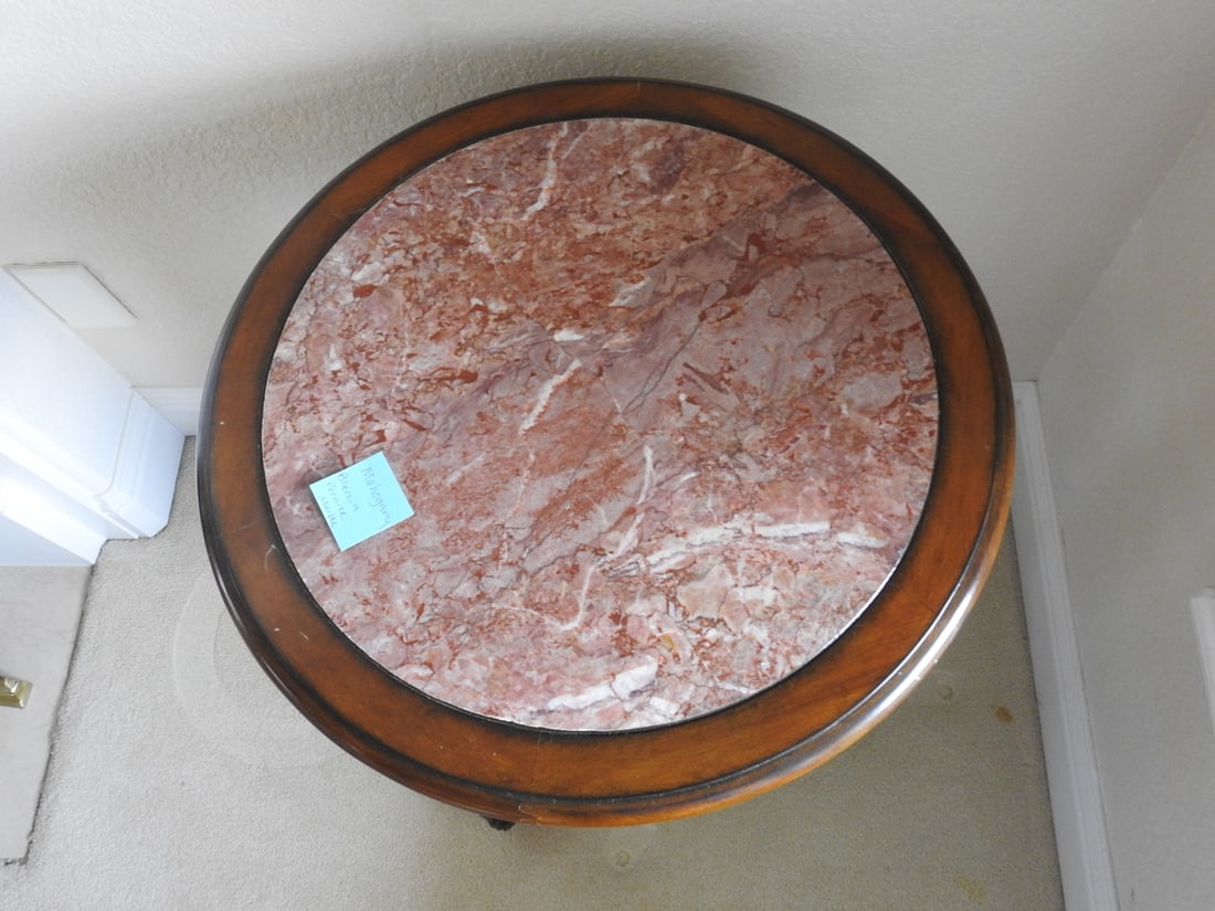 Rococo Style Marble Top Accent Table - 3