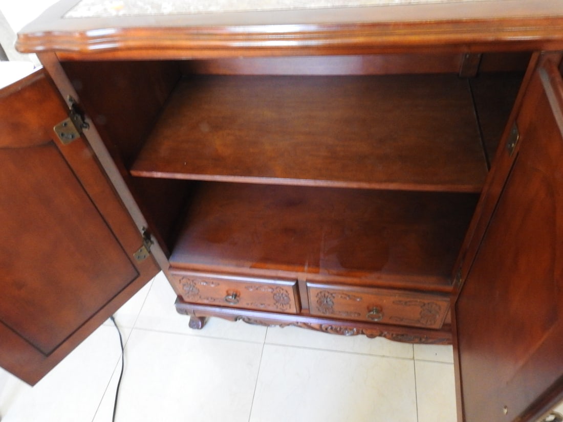 Rococo Style Breccia Pernice Marble Top Sideboard Cabinet - 6