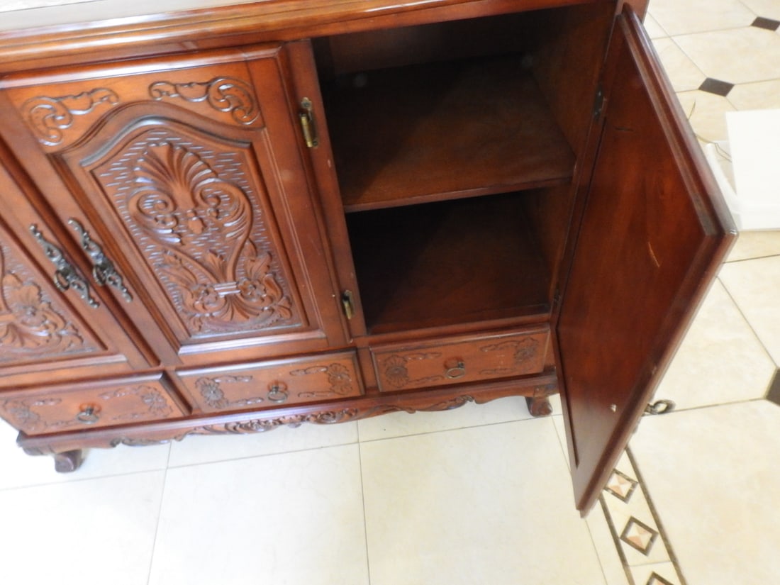 Rococo Style Breccia Pernice Marble Top Sideboard Cabinet - 7