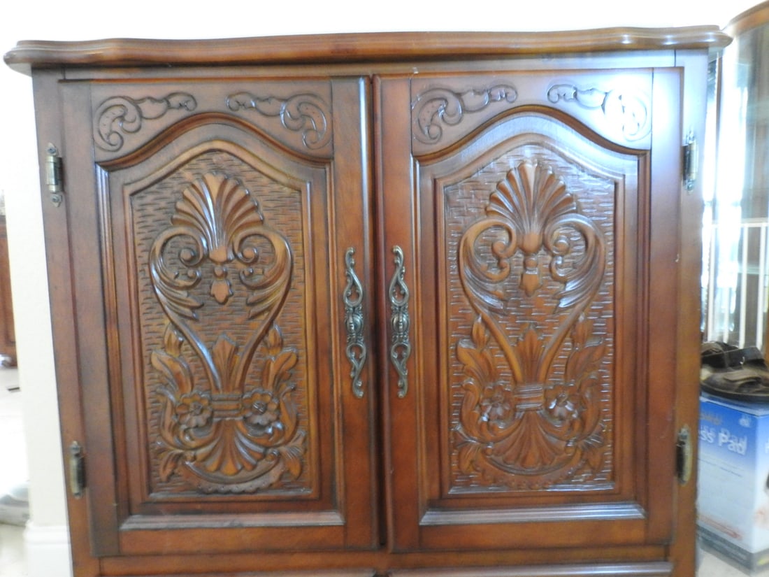Rococo Style Breccia Pernice Marble Top Two-Door Cabinet - 14