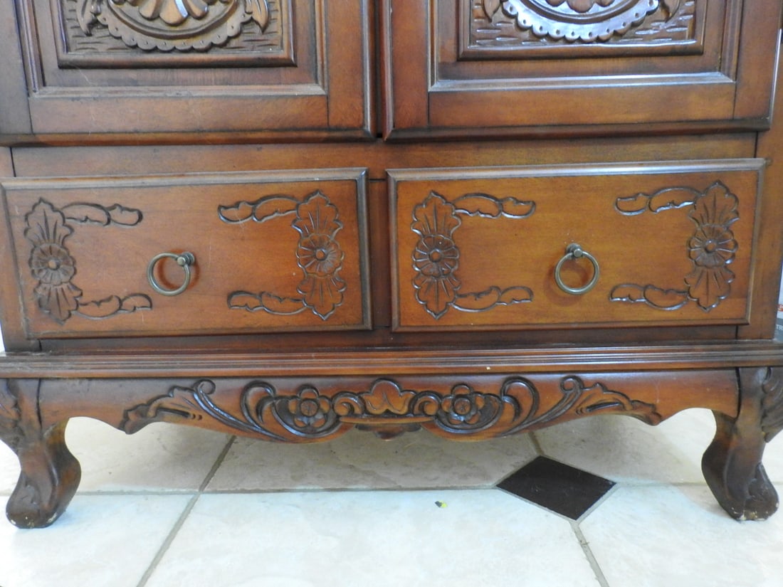 Rococo Style Breccia Pernice Marble Top Two-Door Cabinet - 15