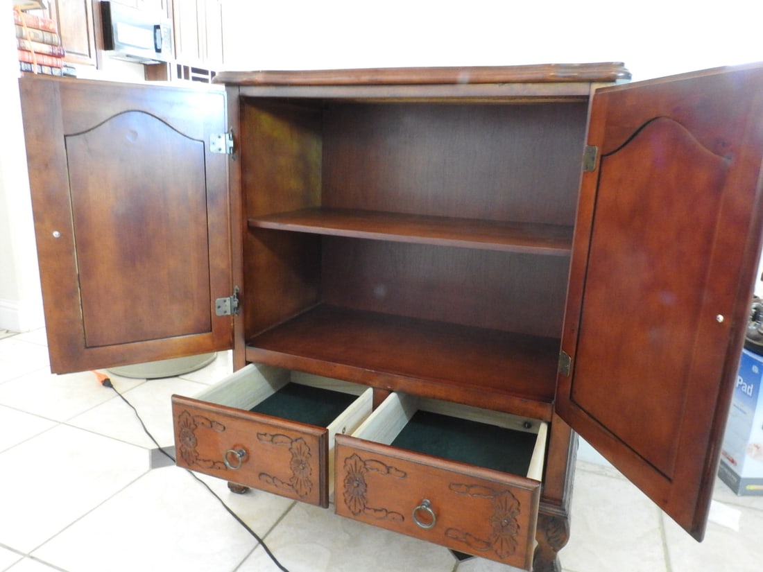 Rococo Style Breccia Pernice Marble Top Two-Door Cabinet - 17
